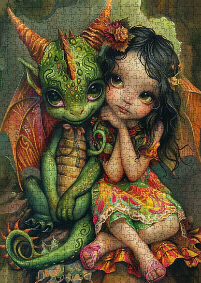 Girl and Dragon Jigsaw Puzzle