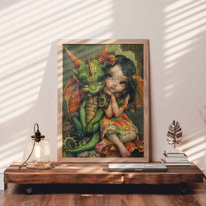 Girl and Dragon Jigsaw Puzzle