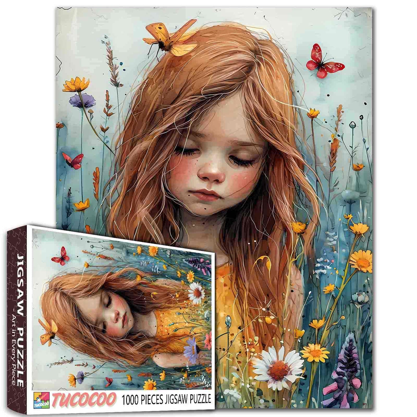 Girl in Wildflower Field Jigsaw Puzzle