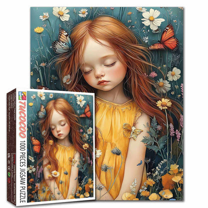 Girl in Wildflower Field Jigsaw Puzzle