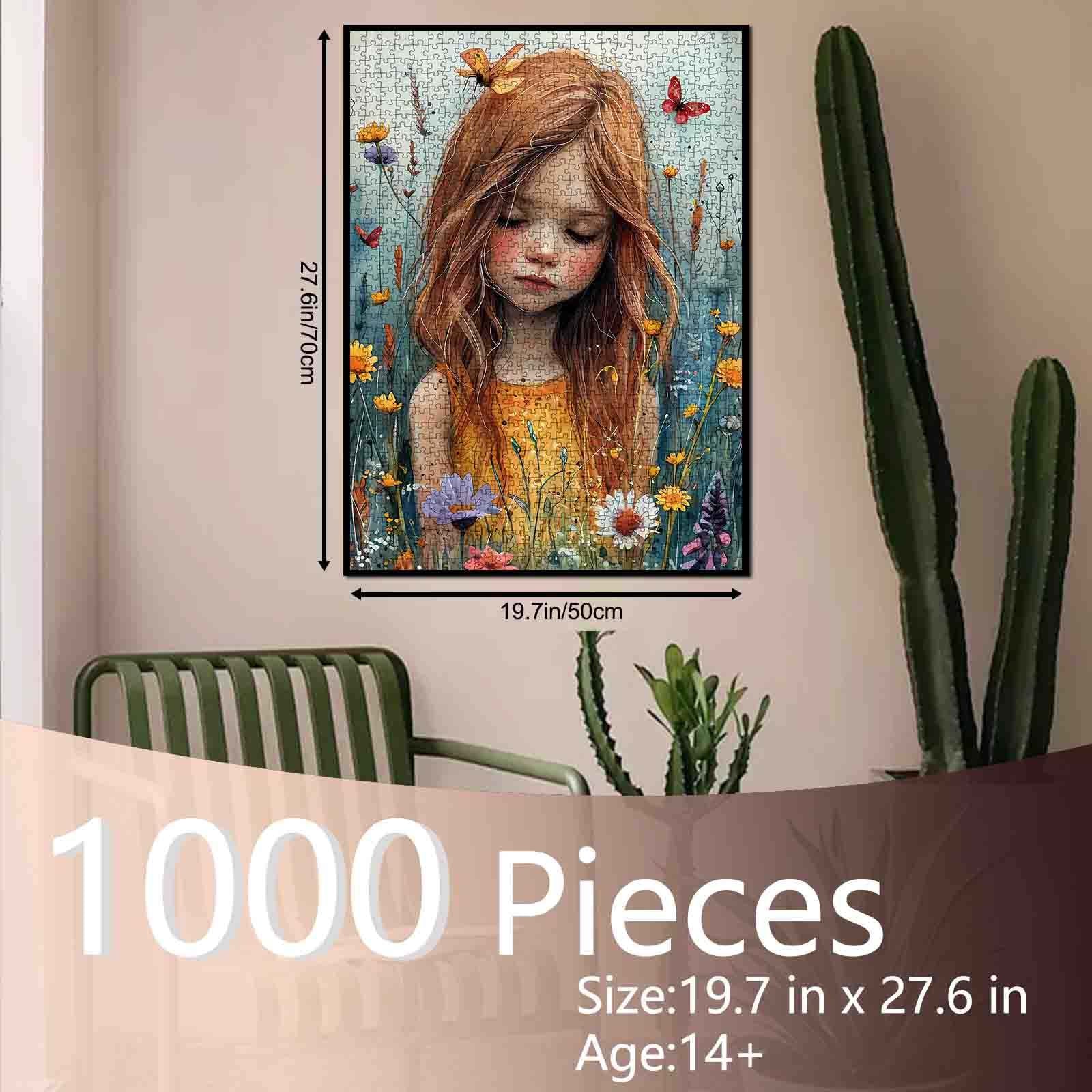Girl in Wildflower Field Jigsaw Puzzle