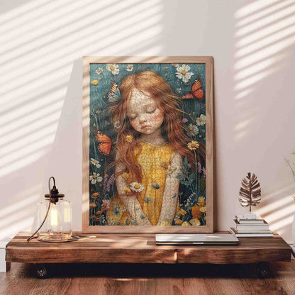 Girl in Wildflower Field Jigsaw Puzzle
