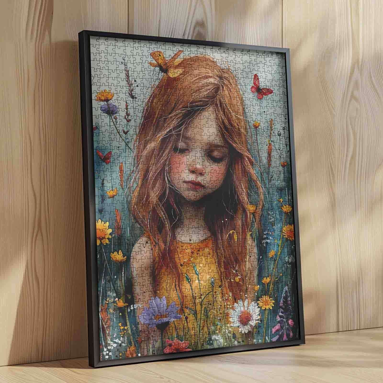Girl in Wildflower Field Jigsaw Puzzle