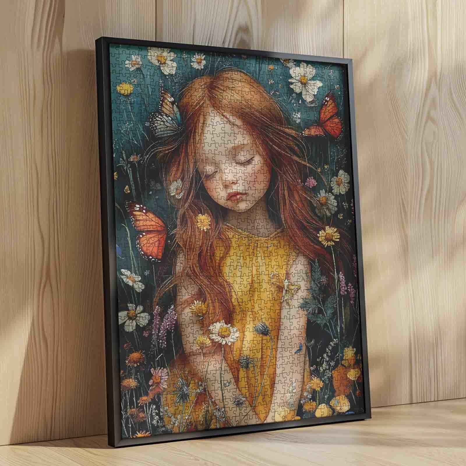 Girl in Wildflower Field Jigsaw Puzzle