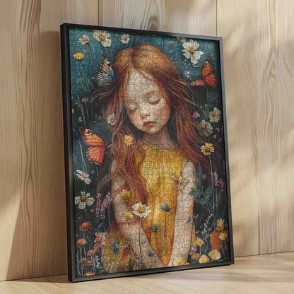 Girl in Wildflower Field Jigsaw Puzzle