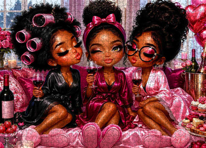 Glamorous Girls Pajama Party Jigsaw Puzzle