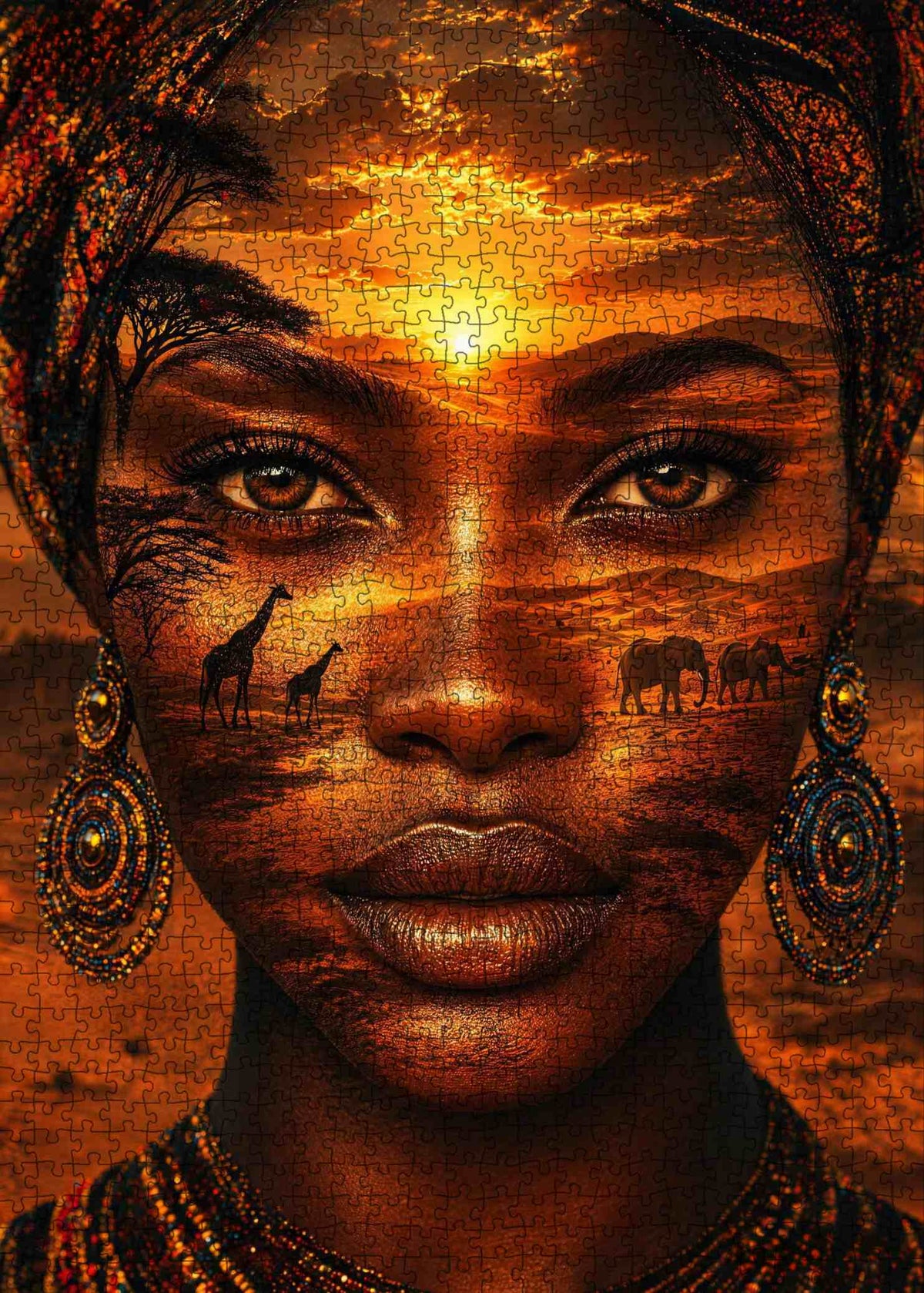 Golden African Sunset Portrait Jigsaw Puzzle