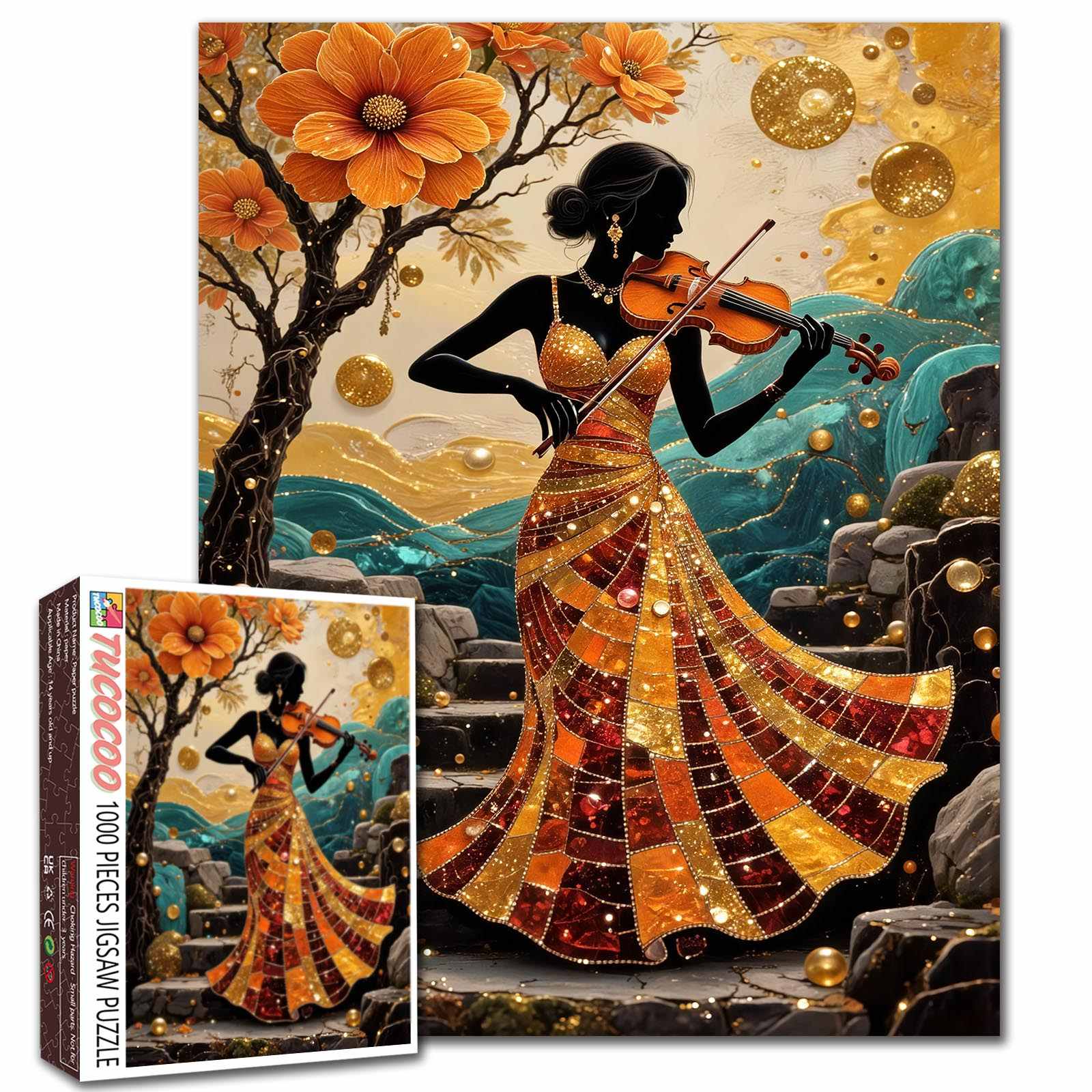 Golden Autumn Violin Serenade Jigsaw Puzzle