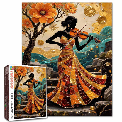 Golden Autumn Violin Serenade Jigsaw Puzzle