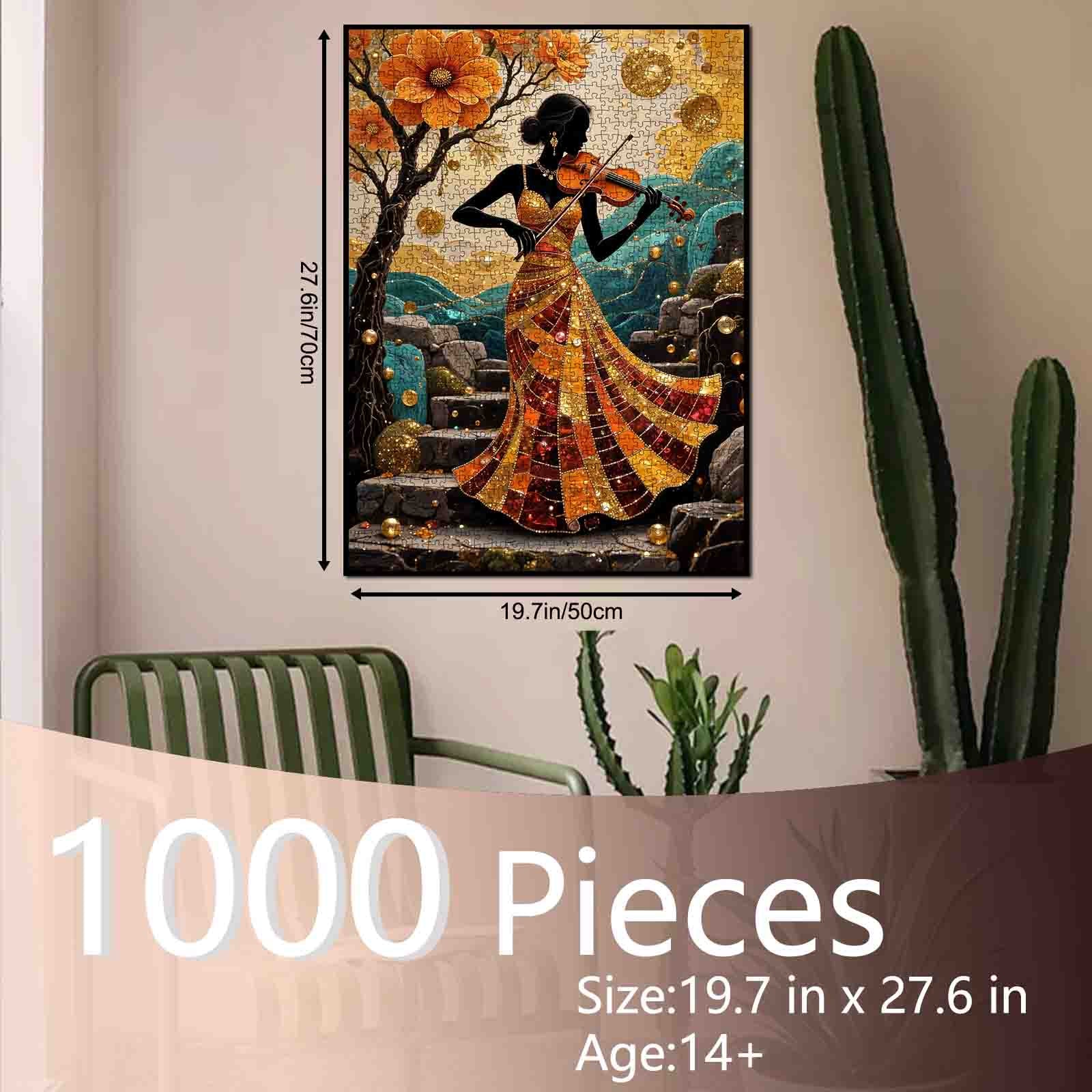 Golden Autumn Violin Serenade Jigsaw Puzzle