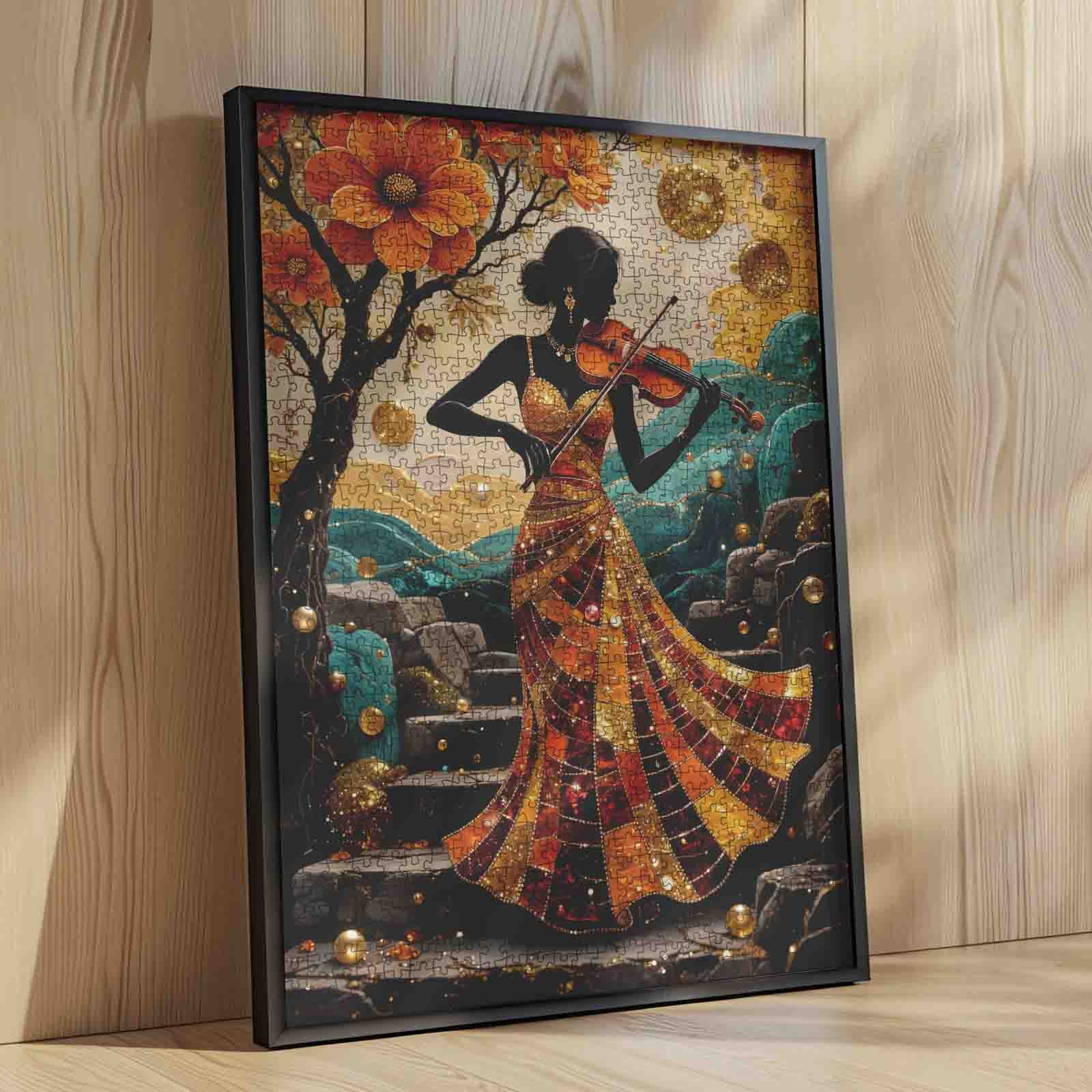 Golden Autumn Violin Serenade Jigsaw Puzzle