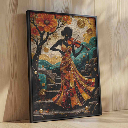 Golden Autumn Violin Serenade Jigsaw Puzzle