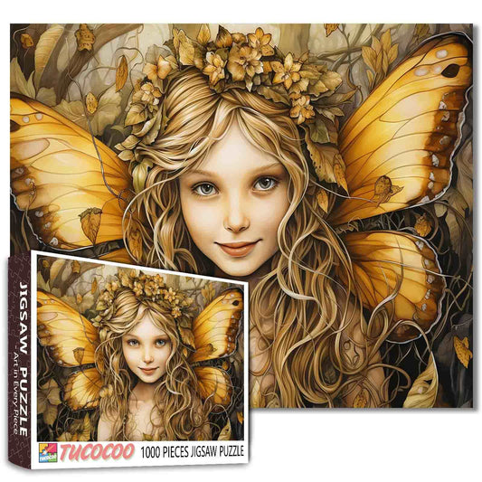 Golden Fairy with Autumn Wings Jigsaw Puzzle