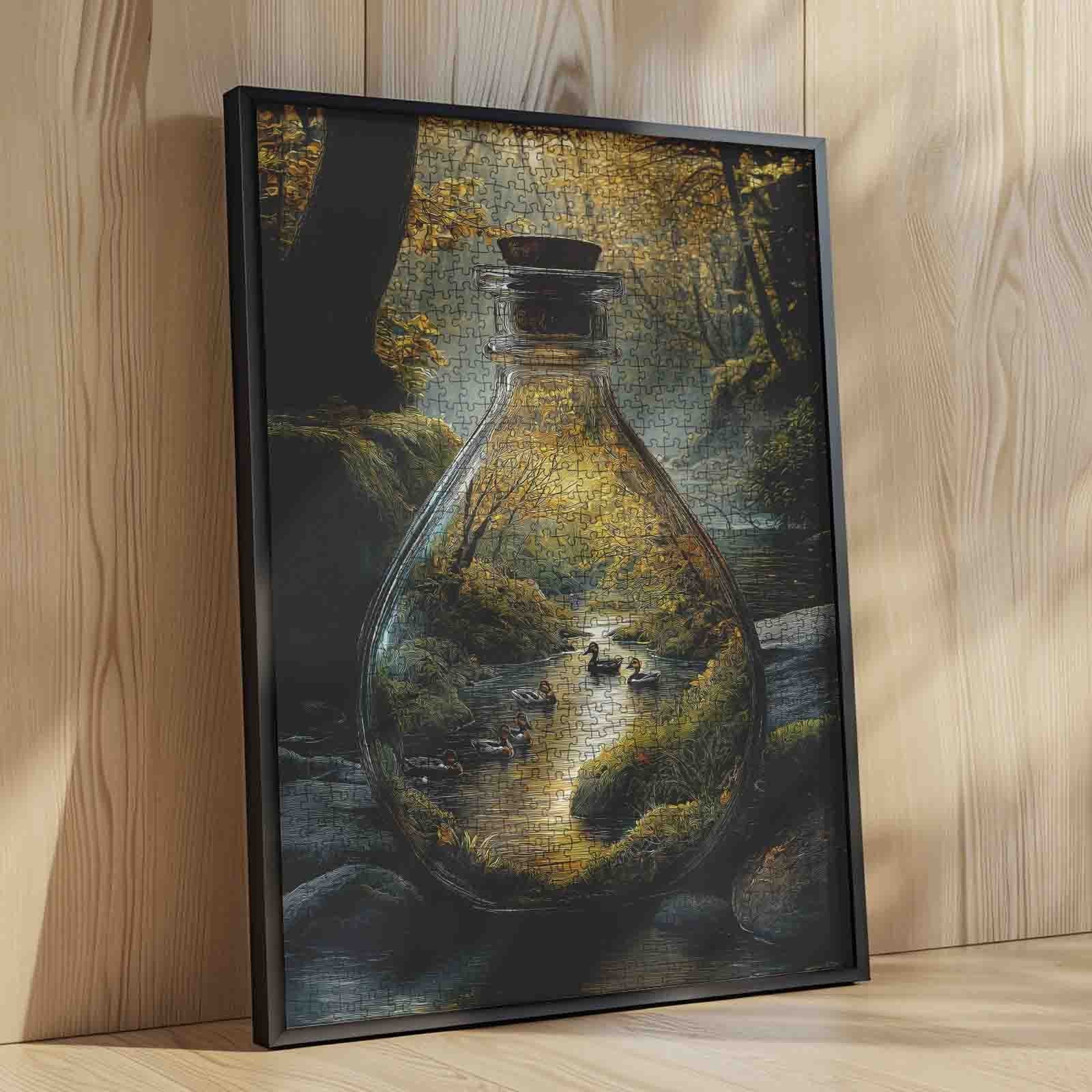Golden Forest River Bottle Jigsaw Puzzle