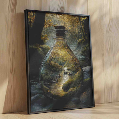 Golden Forest River Bottle Jigsaw Puzzle