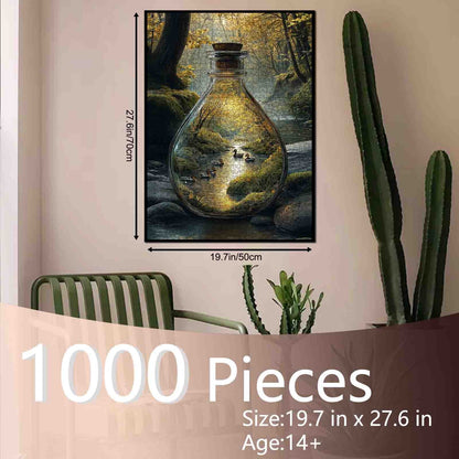 Golden Forest River Bottle Jigsaw Puzzle