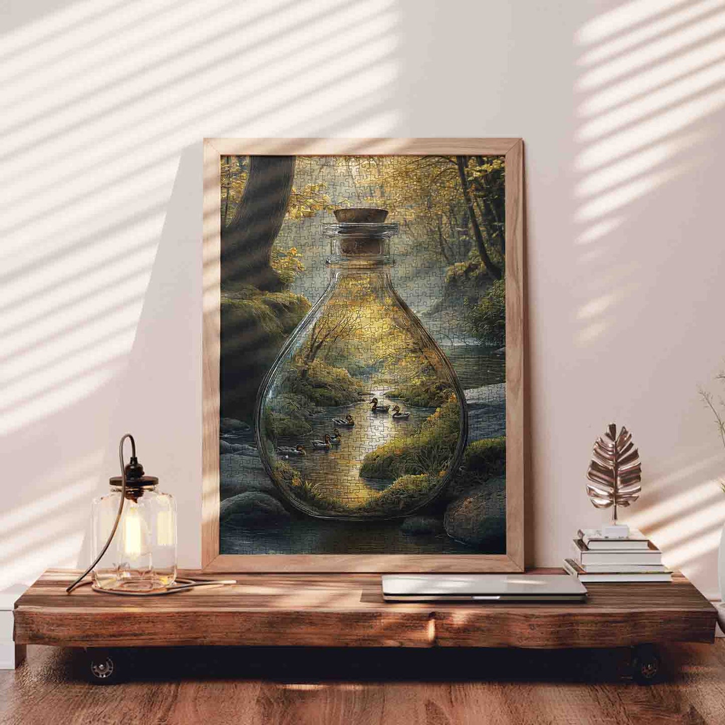 Golden Forest River Bottle Jigsaw Puzzle