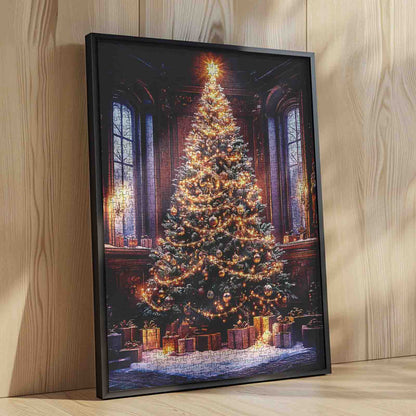 Golden Glow Christmas Tree Jigsaw Puzzle