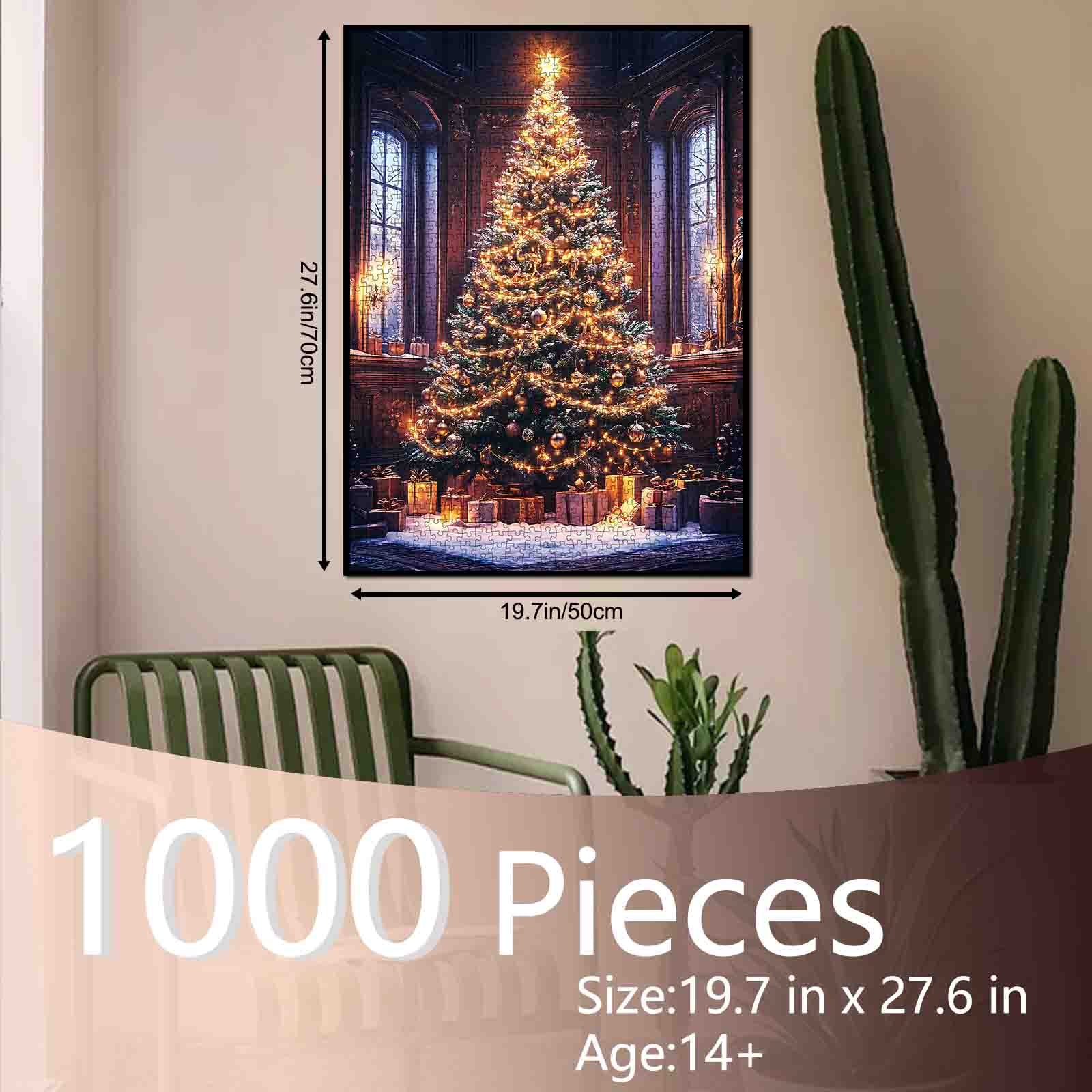 Golden Glow Christmas Tree Jigsaw Puzzle