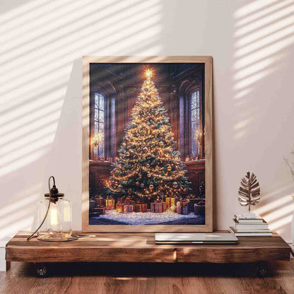Golden Glow Christmas Tree Jigsaw Puzzle