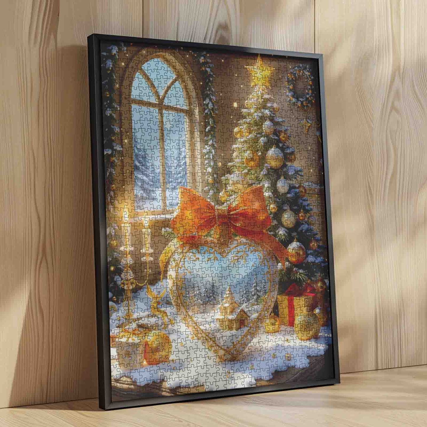 Golden Holiday Heart Ornament Jigsaw Puzzle