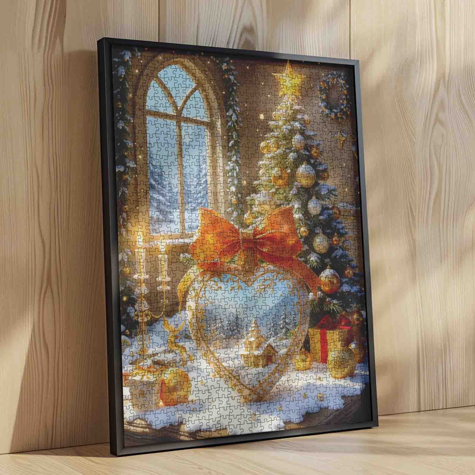 Golden Holiday Heart Ornament Jigsaw Puzzle