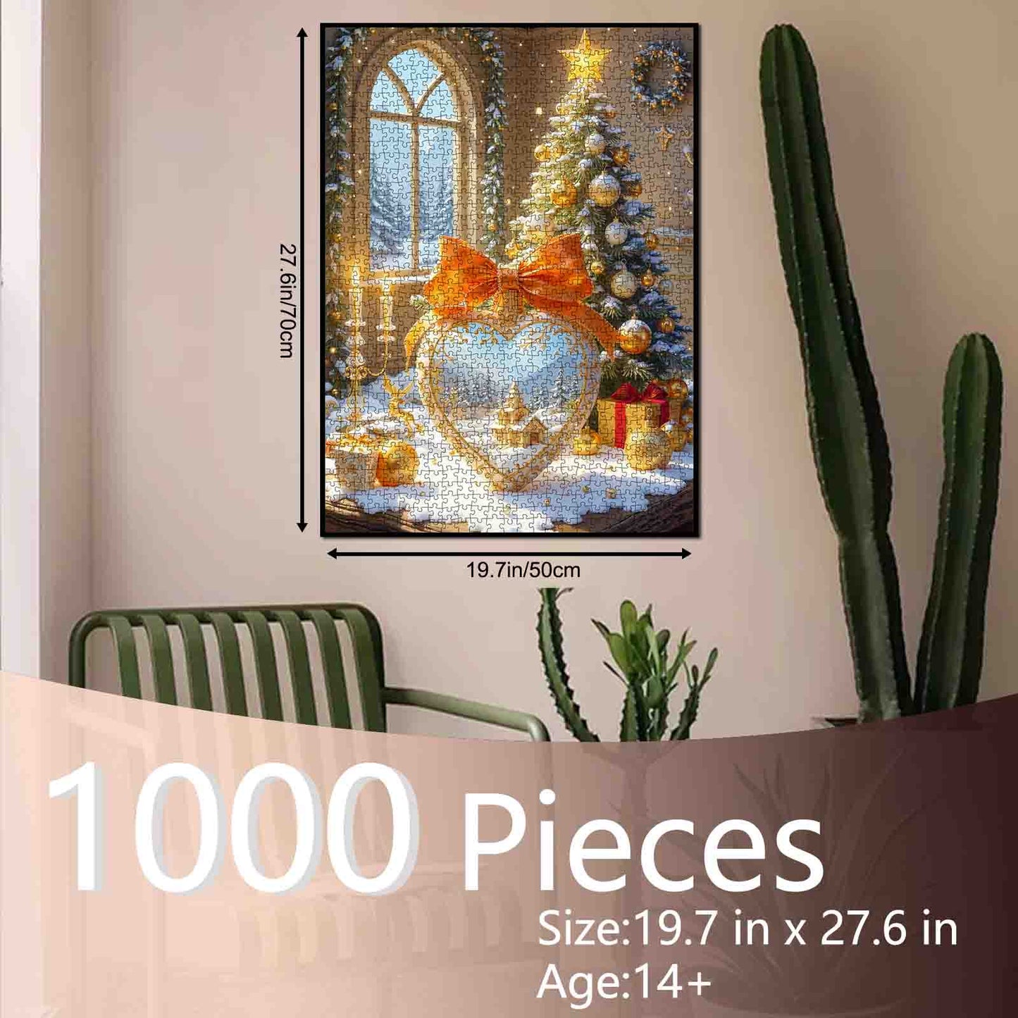 Golden Holiday Heart Ornament Jigsaw Puzzle