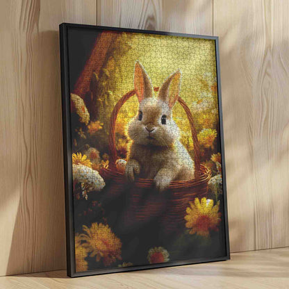 Golden Meadow Bunny Basket Jigsaw Puzzle