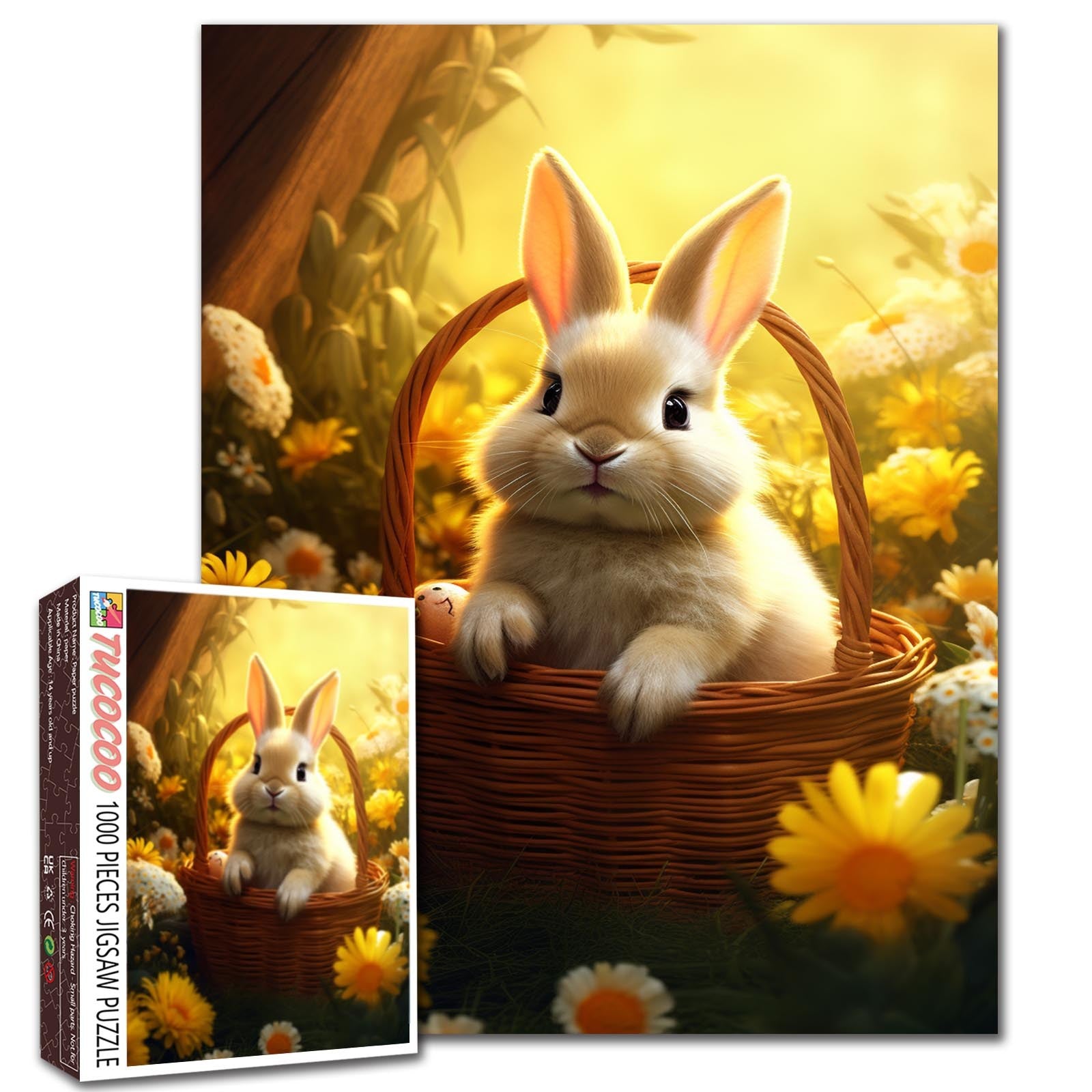 Golden Meadow Bunny Basket Jigsaw Puzzle