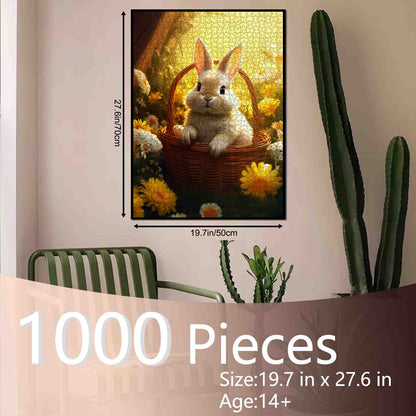 Golden Meadow Bunny Basket Jigsaw Puzzle