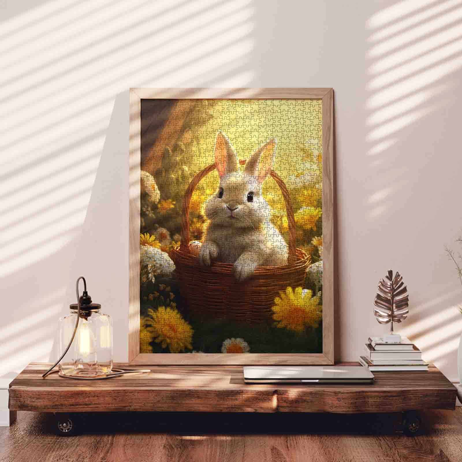 Golden Meadow Bunny Basket Jigsaw Puzzle