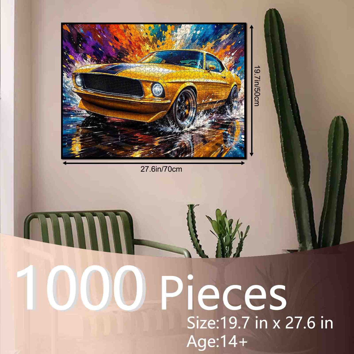 Golden Muscle Car Splash Jigsaw Puzzle