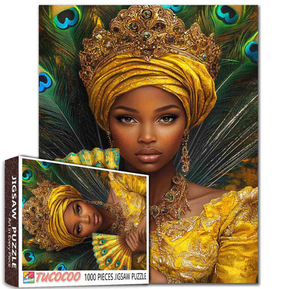 Golden Queen with Peacock Fan Jigsaw Puzzle