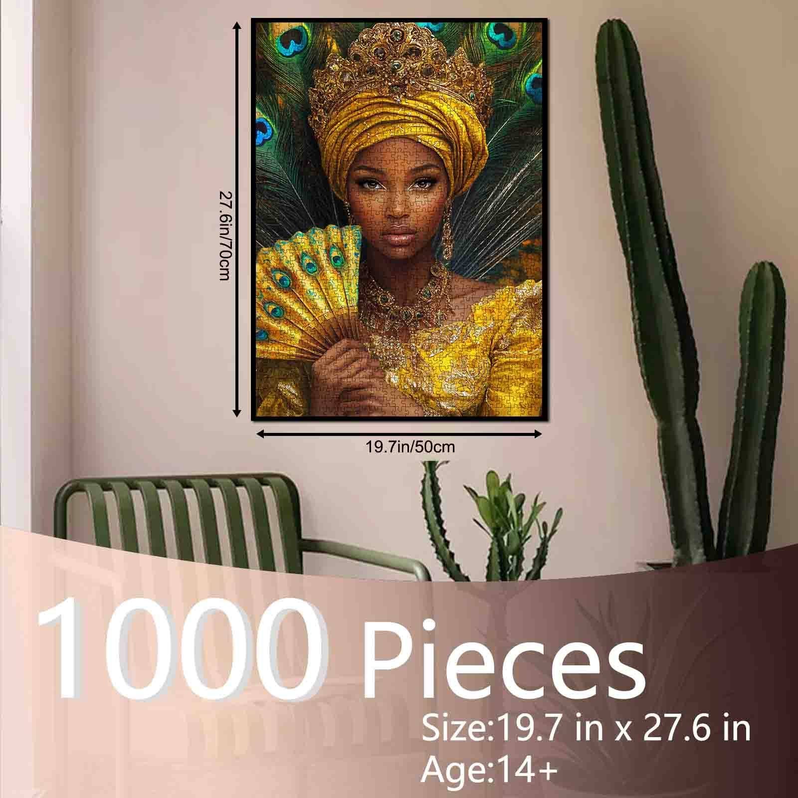 Golden Queen with Peacock Fan Jigsaw Puzzle
