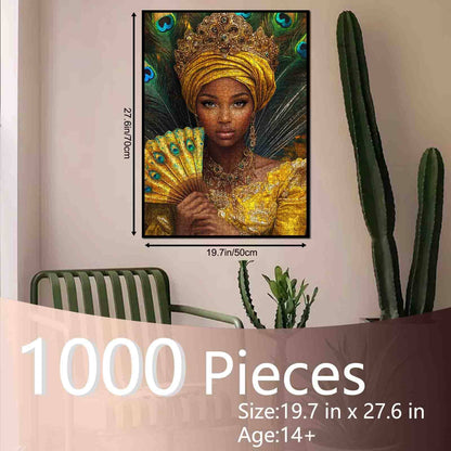 Golden Queen with Peacock Fan Jigsaw Puzzle