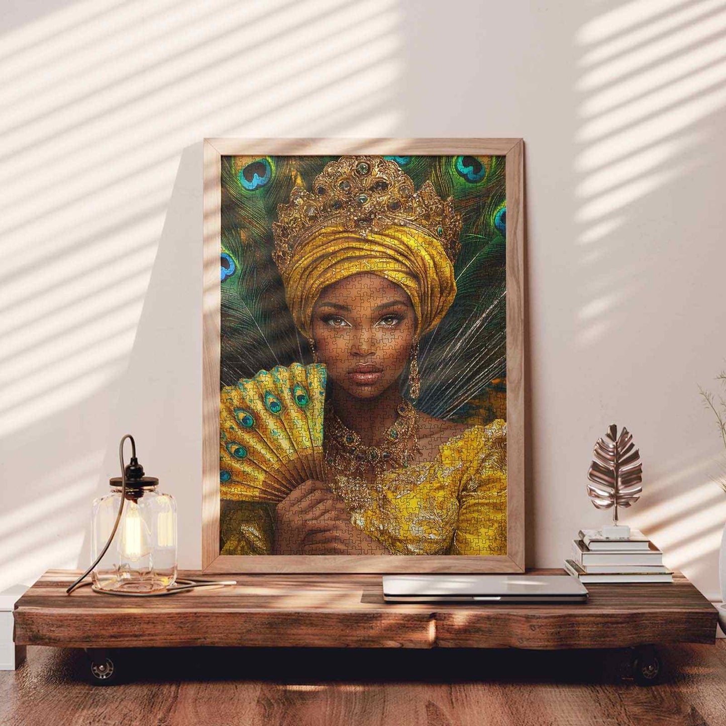 Golden Queen with Peacock Fan Jigsaw Puzzle