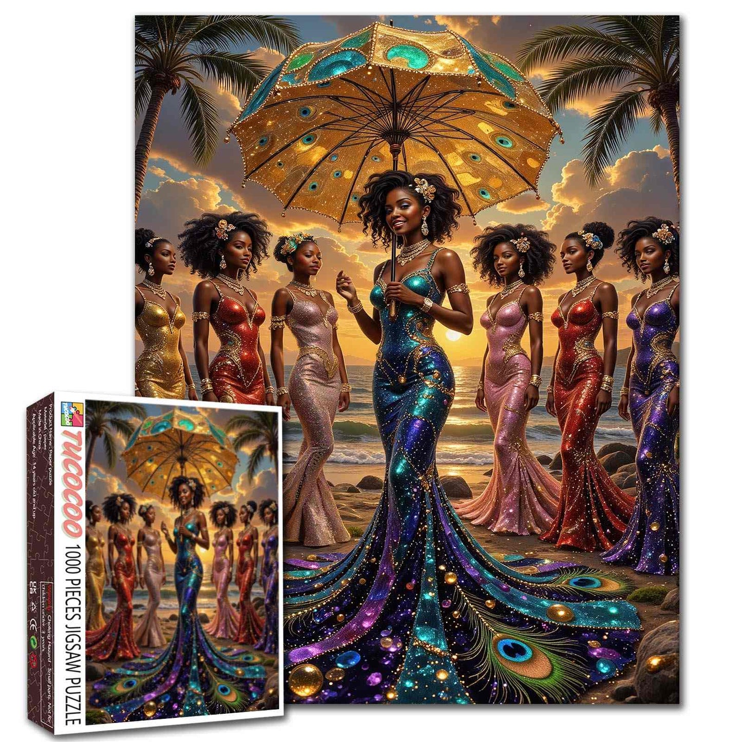 Golden Sunset Elegance Queens Jigsaw Puzzle