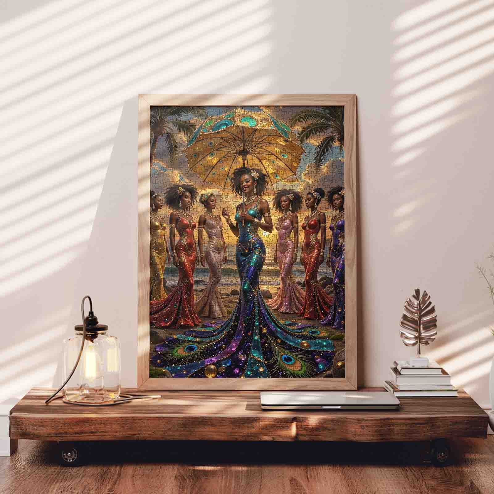 Golden Sunset Elegance Queens Jigsaw Puzzle