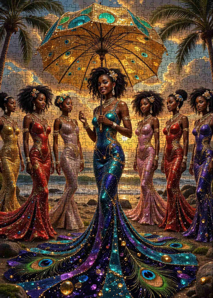 Golden Sunset Elegance Queens Jigsaw Puzzle
