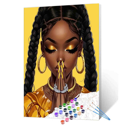 Golden Prayer in Strength Paint by Numbers