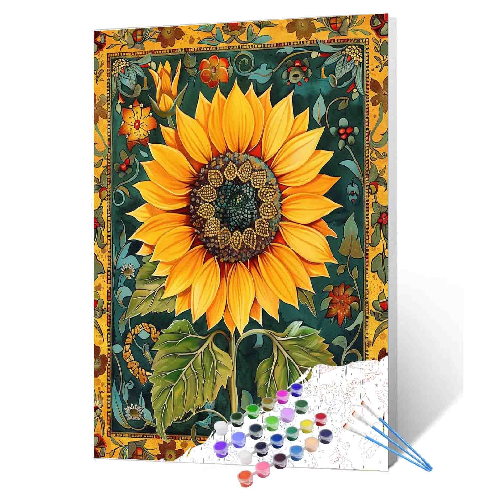 Golden Sunflower Bloom Paint by Numbers