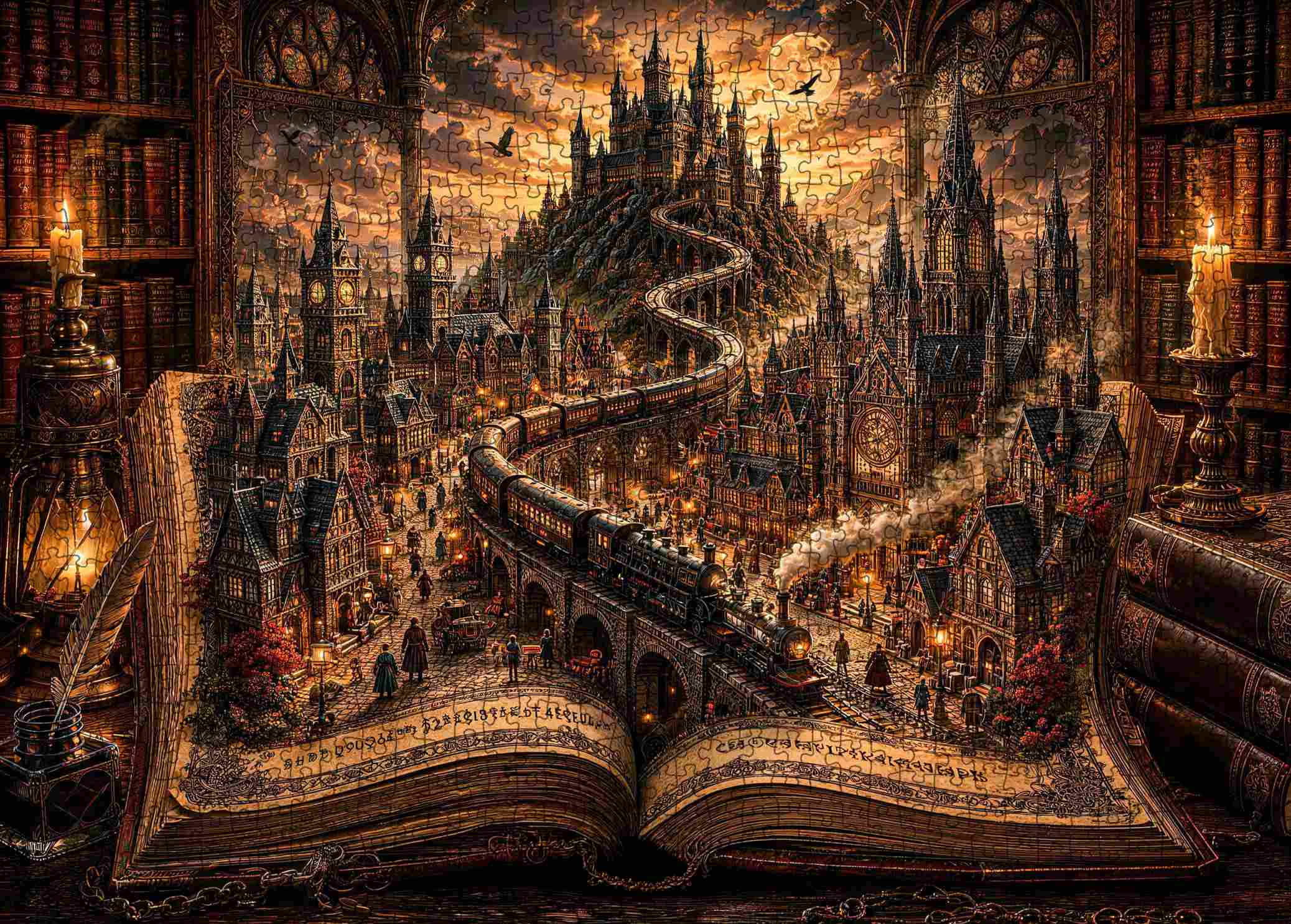 Gothic Storybook Train Jigsaw Puzzle – Tucocoo