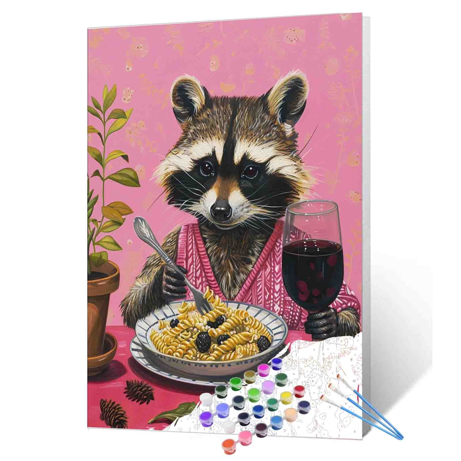 Gourmet Raccoon Dinner Paint by Numbers