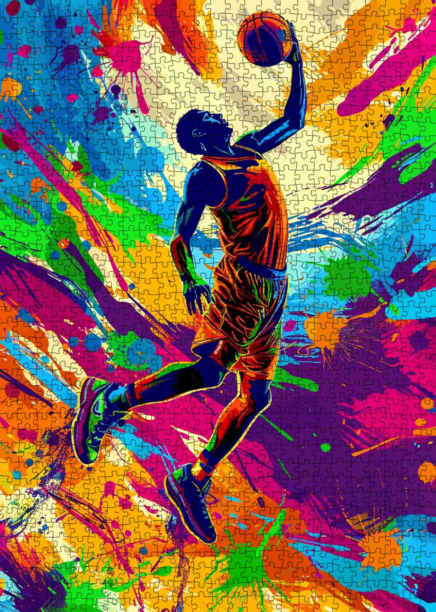 Graffiti Basketball Slam Dunk Motion Jigsaw Puzzle