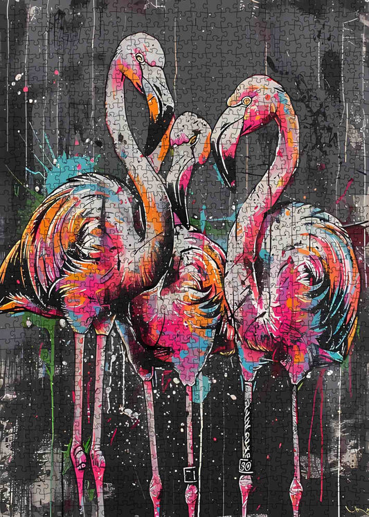 Graffiti Flamingos Jigsaw Puzzle