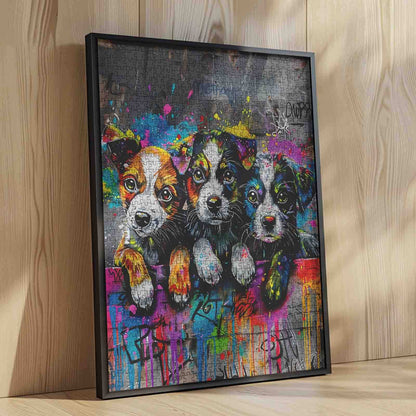 Graffiti Puppy Trio Jigsaw Puzzle