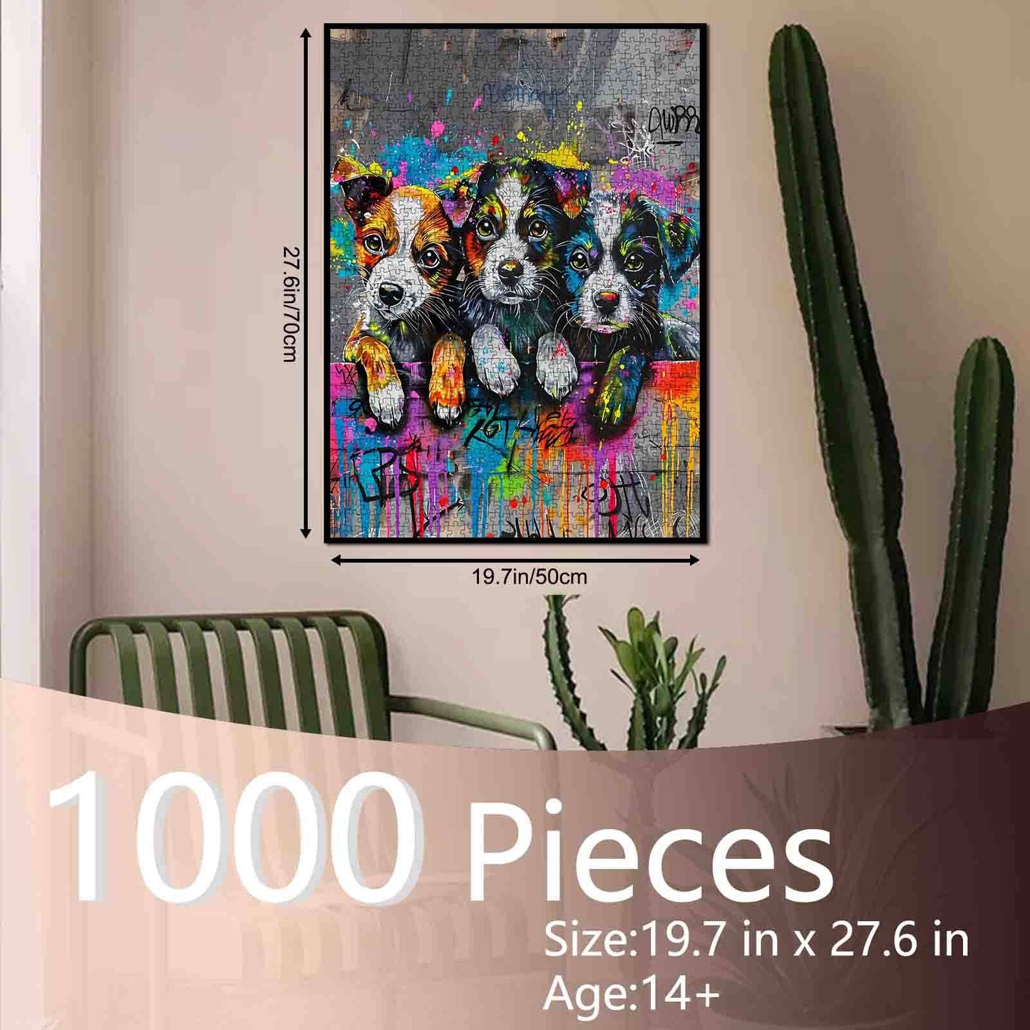 Graffiti Puppy Trio Jigsaw Puzzle