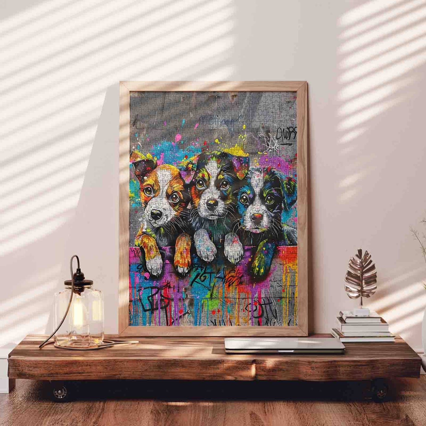 Graffiti Puppy Trio Jigsaw Puzzle