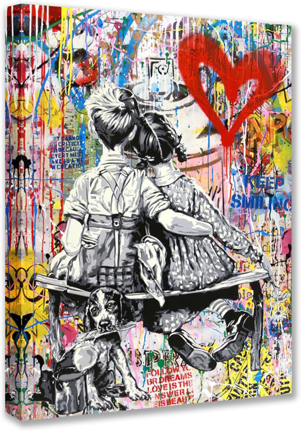 Graffiti Banksy Puppy Love Canvas Wall Art