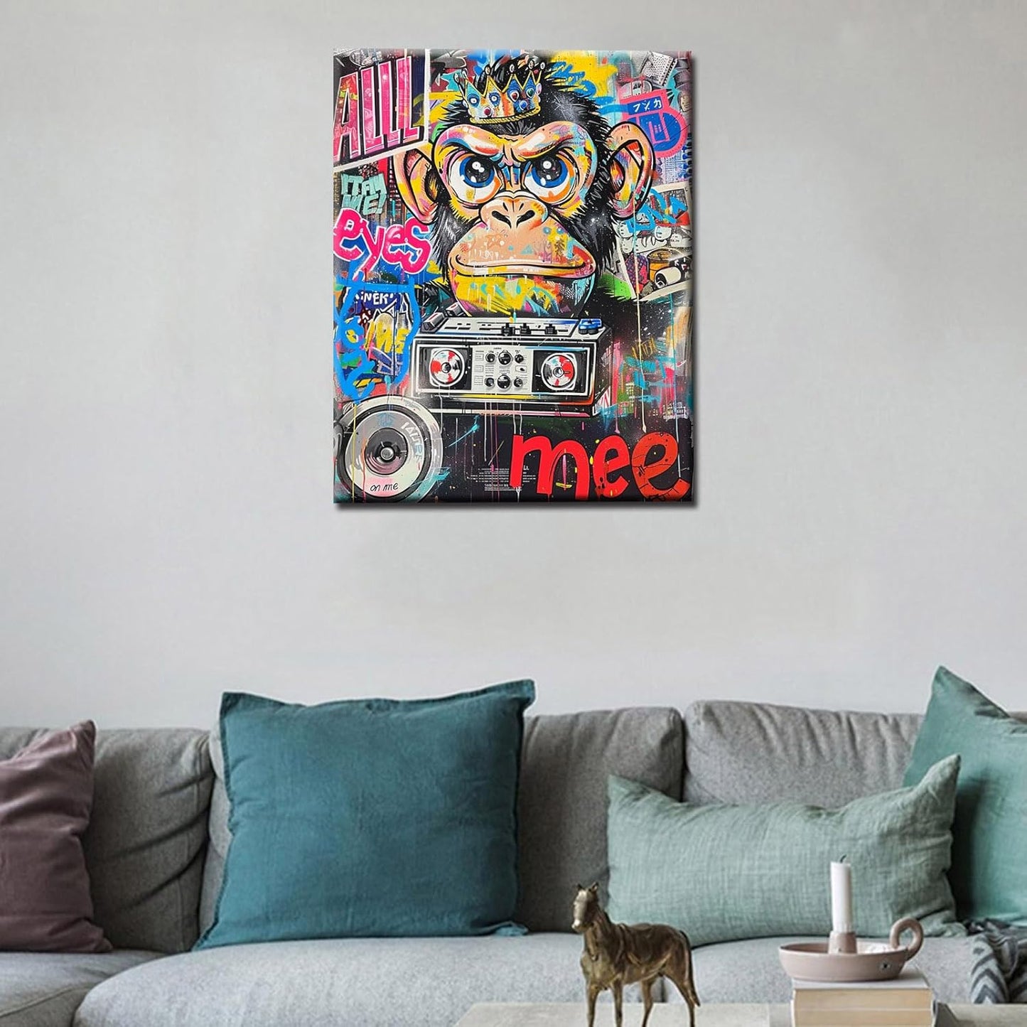 Colorful Street Art Monkey Canvas Wall Art